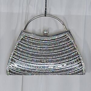 Silver Rhinestone & Mirrored Handbag Special Events Formal Prop Wedding